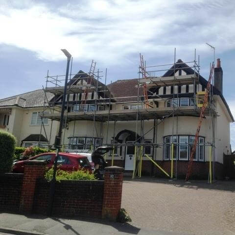Scaffolding on front house